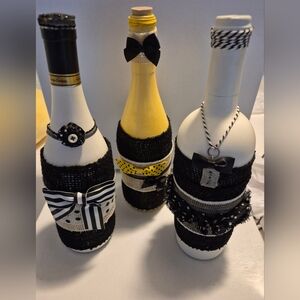Decorative Black and Yellow Wine Bottles